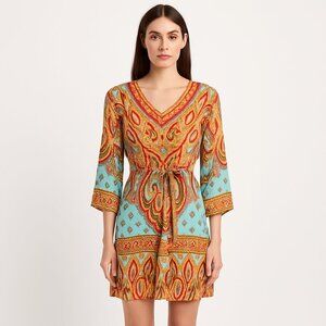 Bob Hale Dress 100% Viscose Tie Waist mini dress boho